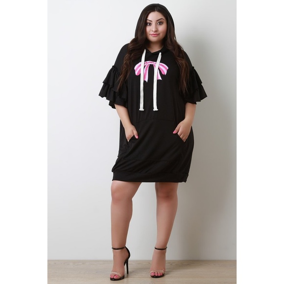 2x New Plus Size Ribbon Hoodie top Dress - Picture 3 of 7
